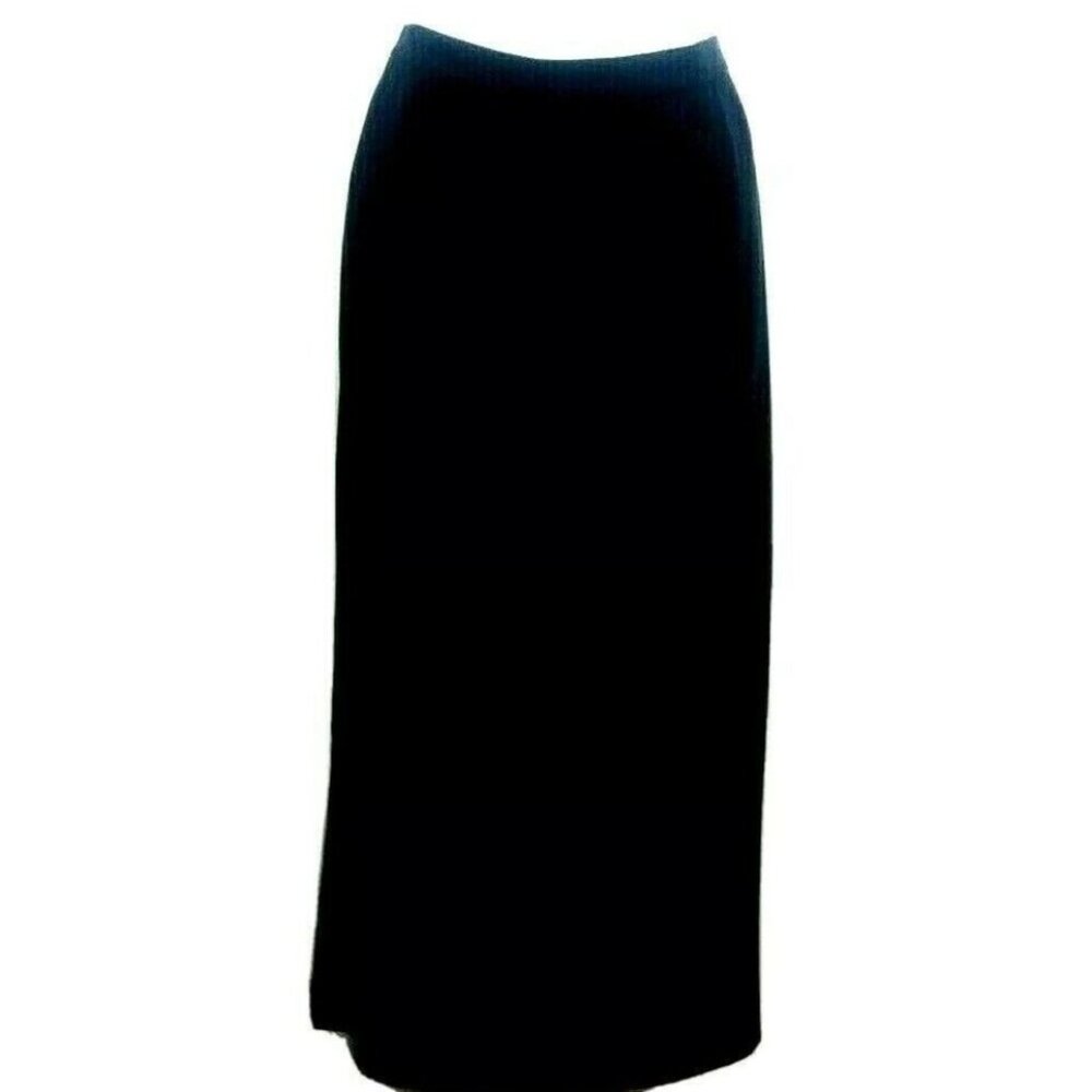 Elegant Andrea Viccaro Black Silk Skirt 12 Petites Full Lining Long Straight